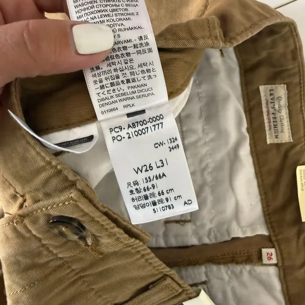 New Levi's Premium XL Chinos Wide Leg Baggy Pants Tan - 26x31 26W 31L